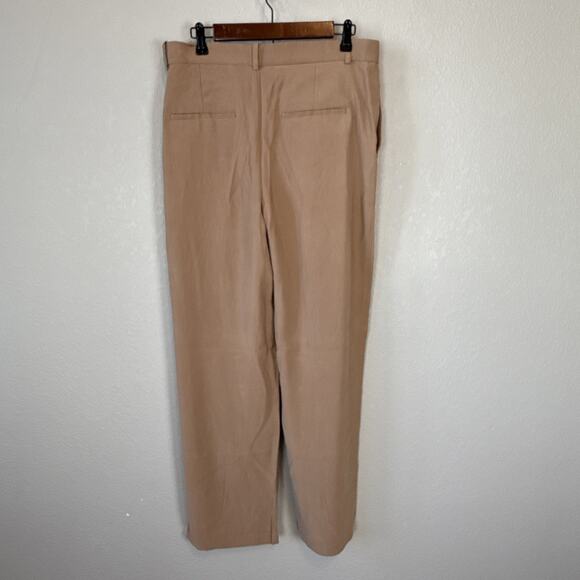Mango Womens Wide Leg Pleated Trouser Pants Size 8 Camel Brown Minimal Casual - Picture 8 of 8